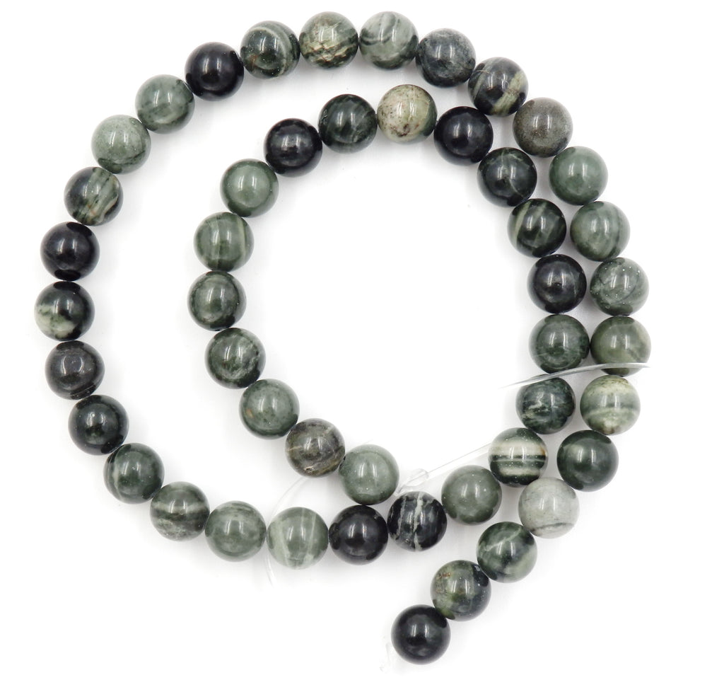 Malahill gemstone beads for jewelry making, sold per bag 5 strands inside, Green Sandalwood Fosill beads