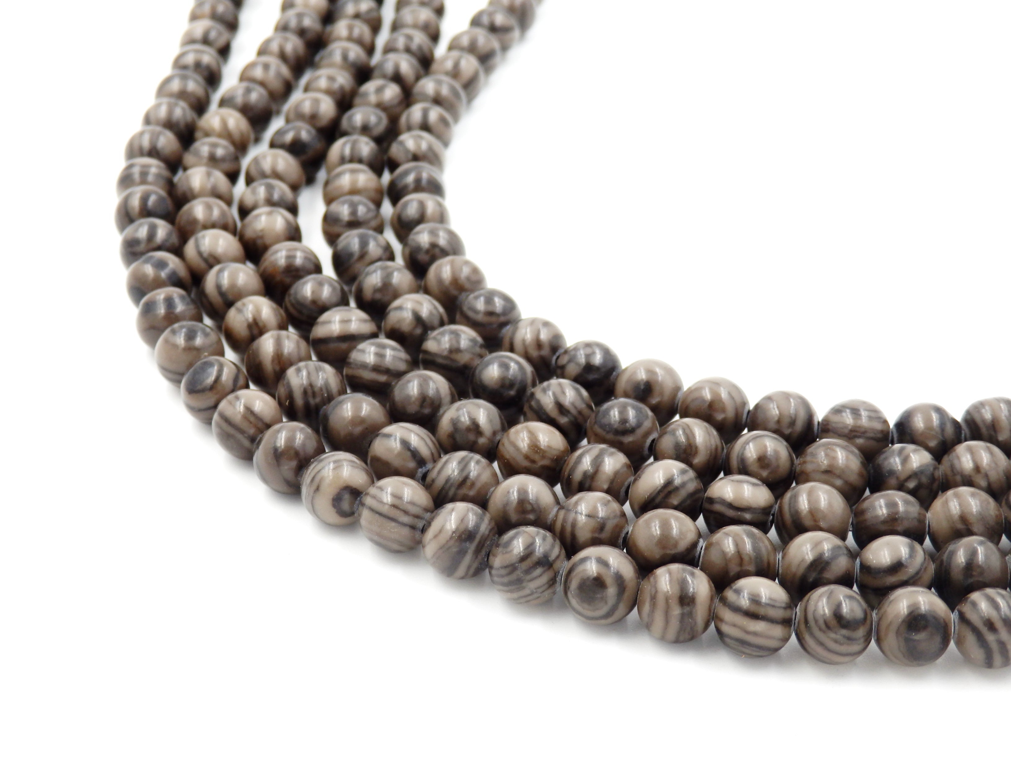 Malahill gemstone beads for jewelry making, sold per bag 5 strands inside, Grey Sandalwood Fossil beads