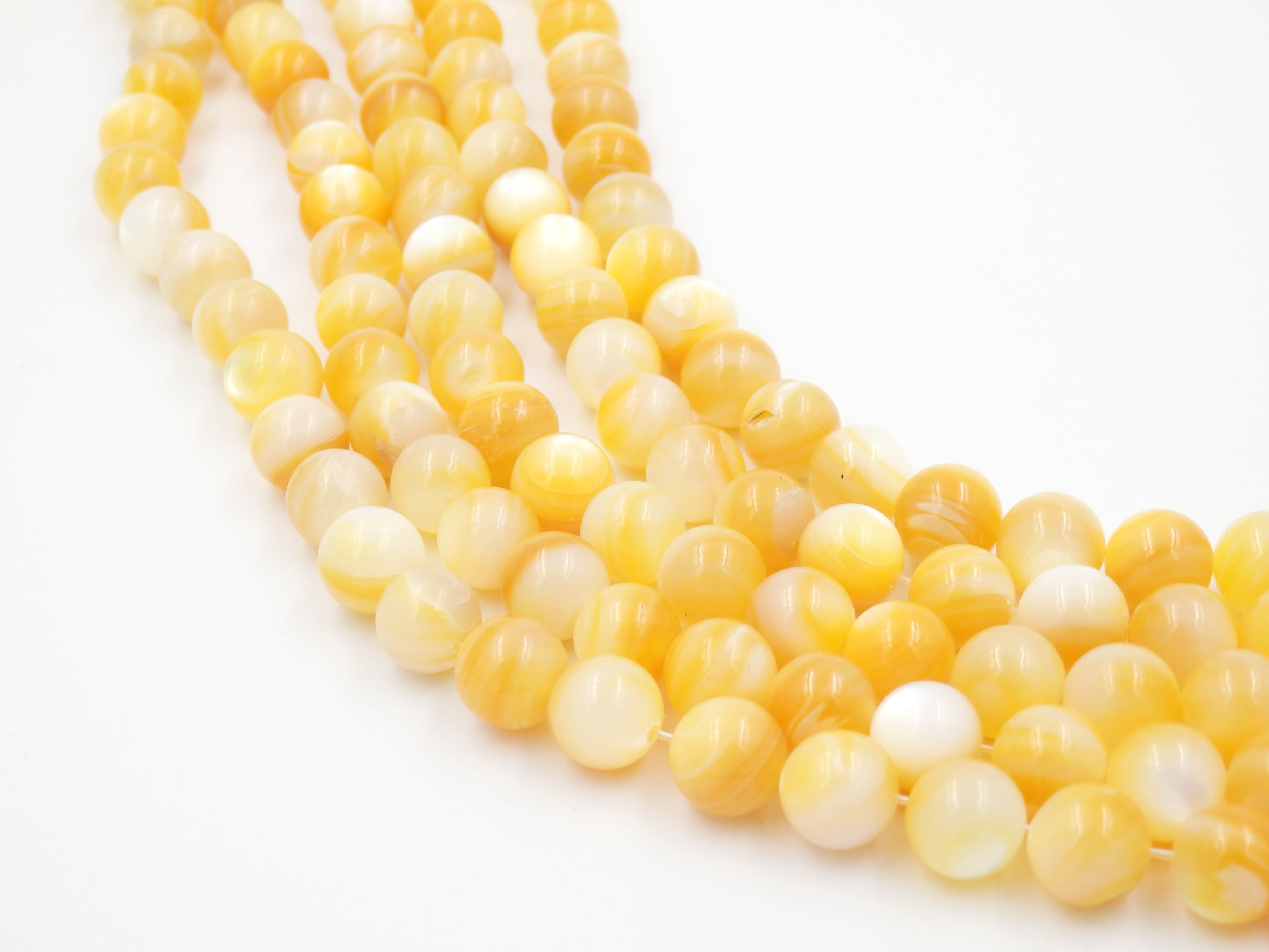Malahill gemstone beads for jewelry making, sold per bag 5 strands inside, MOP Shell Yellow beads