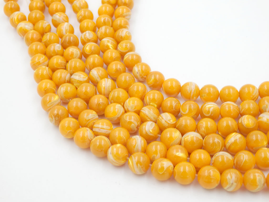 Malahill gemstone beads for jewelry making, sold per bag 5 strands inside, Trumpet Shell Yellow beads