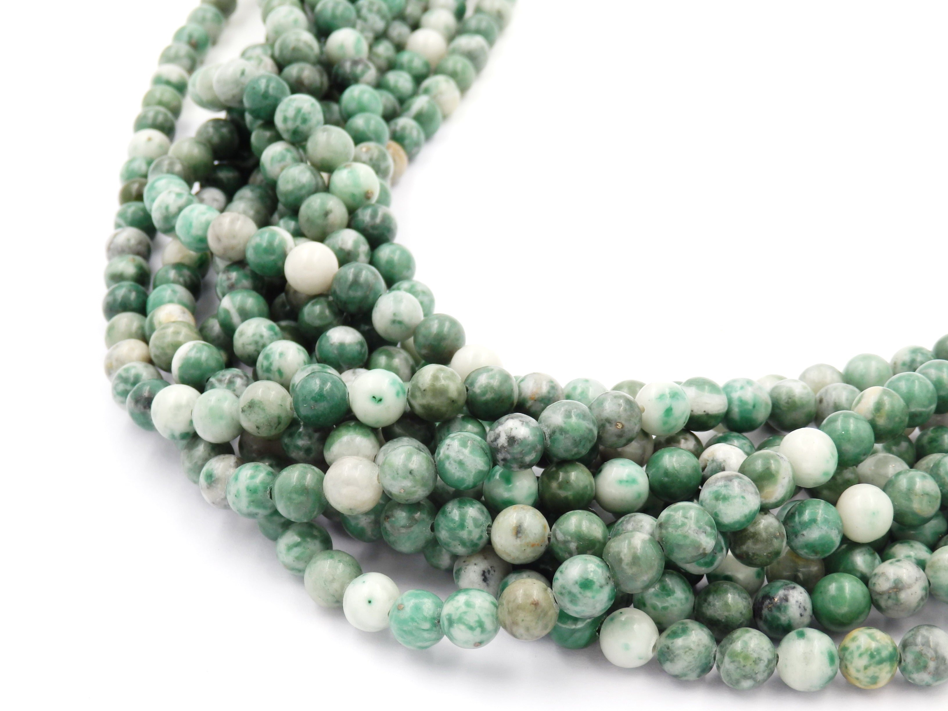 Malahill gemstone beads for jewelry making, sold per bag 5 strands inside, Green Spot Jasper beads