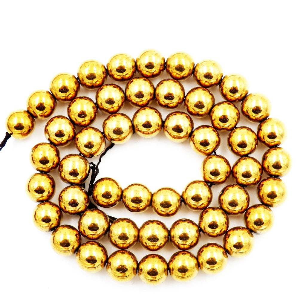 Malahill gemstone beads for jewelry making, sold per bag 5 strands inside, Gold plate hematite beads