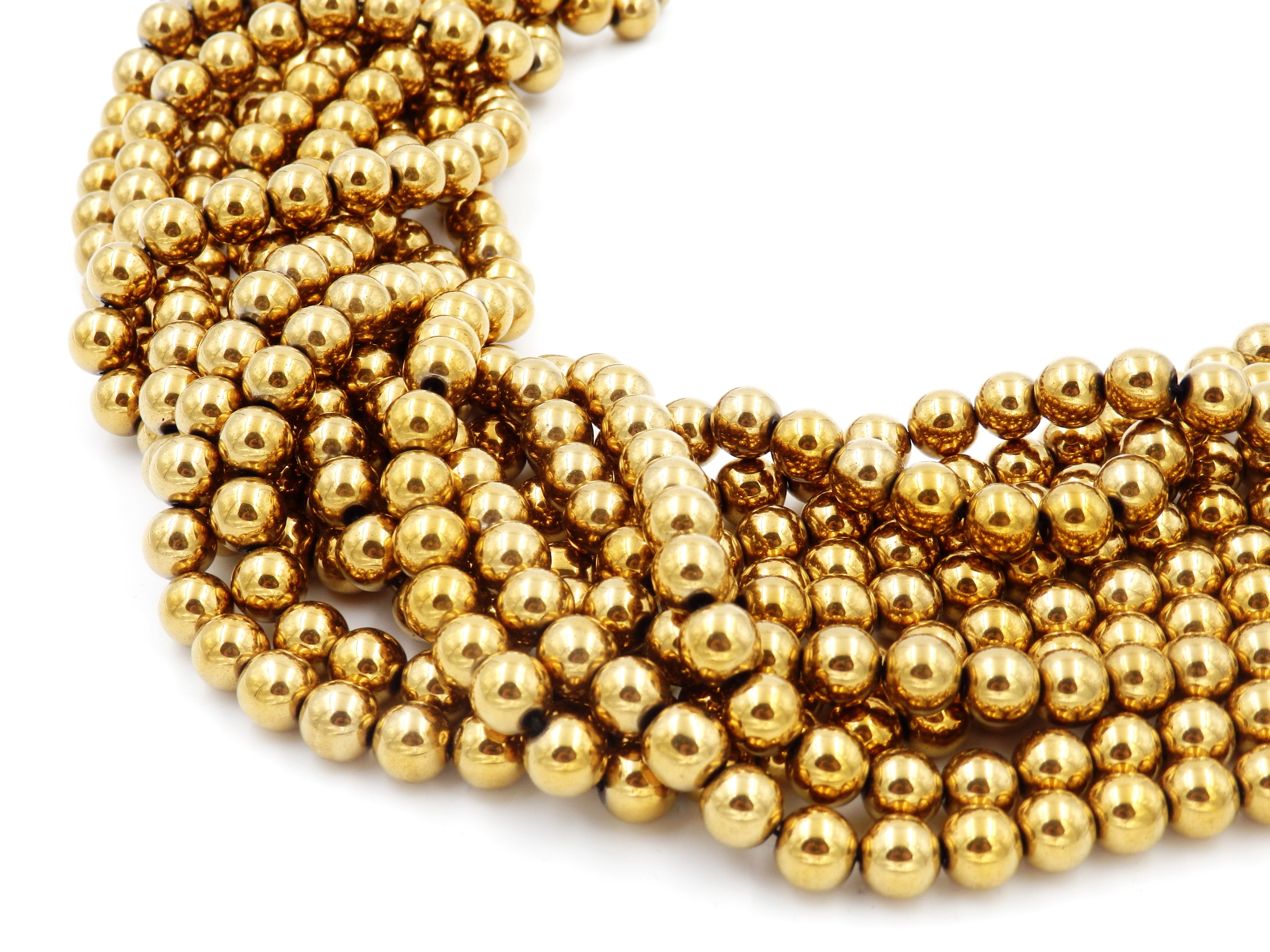 Malahill gemstone beads for jewelry making, sold per bag 5 strands inside, Gold plate hematite beads