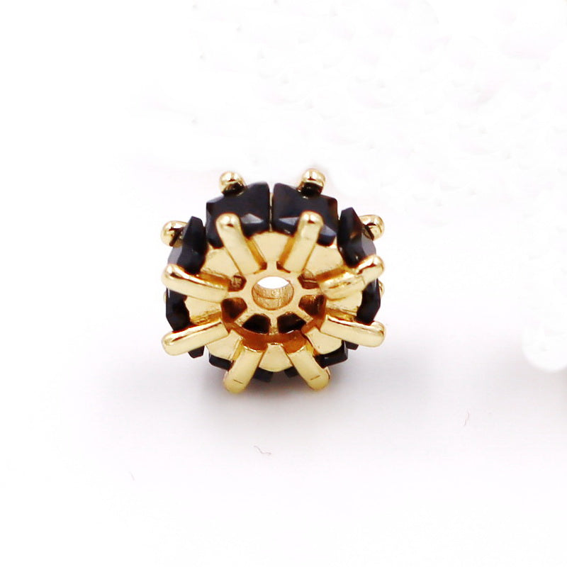 Malahill excellent quality cubic zirconia paved brass beads for jewelry making, sold per box 10 pieces inside