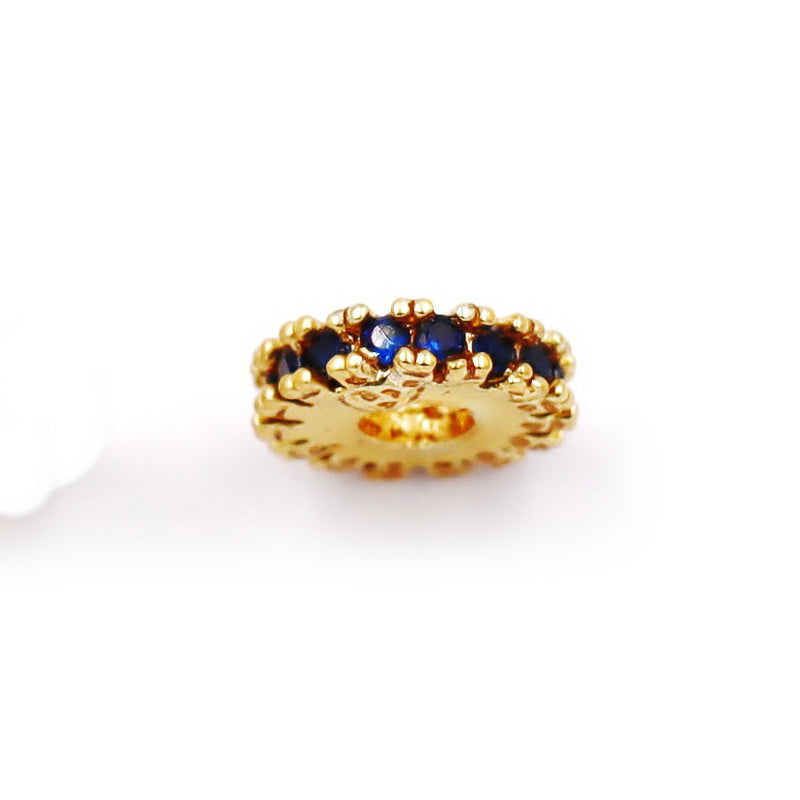 Malahill excellent quality cubic zirconia paved brass spacer beads for jewelry making, sold per box 30 pieces inside