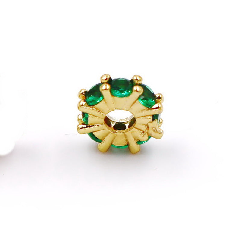 Malahill excellent quality cubic zirconia paved brass beads for jewelry making, sold per box 30 pieces inside