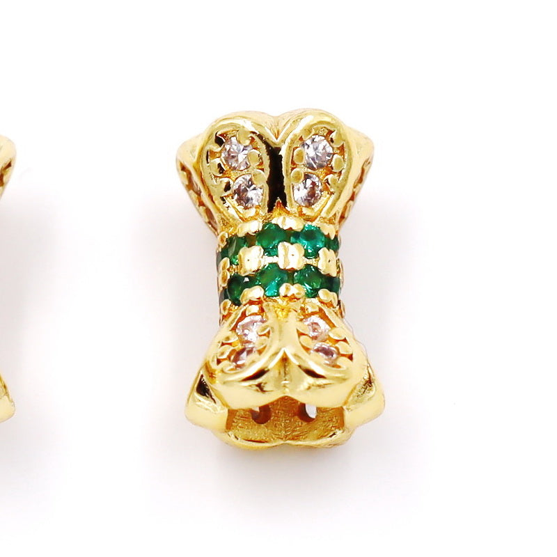 Malahill excellent quality cubic zirconia paved brass beads for jewelry making, sold per box 10 pieces inside