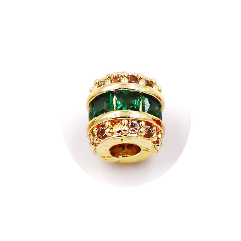 Malahill excellent quality cubic zirconia paved brass beads for jewelry making, sold per box 10 pieces inside