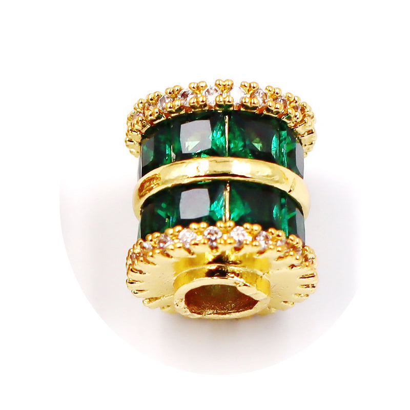 Malahill excellent quality cubic zirconia paved brass beads for jewelry making, sold per box 10 pieces inside