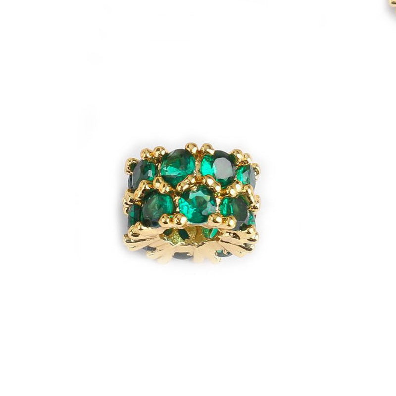 Malahill excellent quality cubic zirconia paved brass spacer beads for jewelry making, sold per box 10 pieces inside