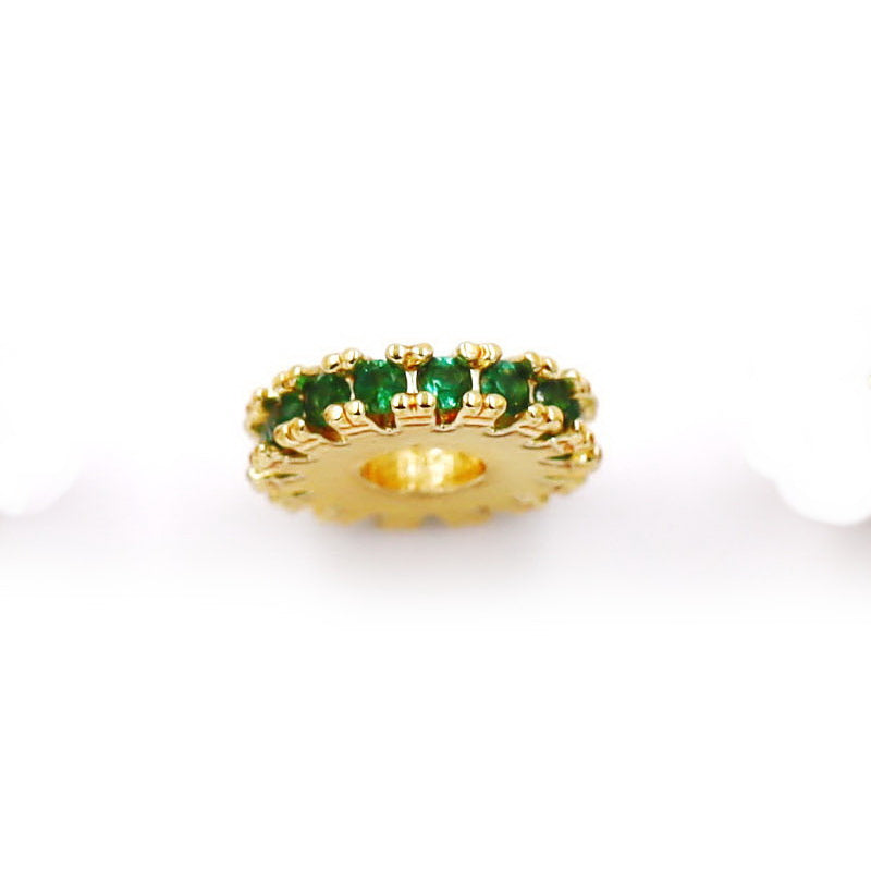 Malahill excellent quality cubic zirconia paved brass spacer beads for jewelry making, sold per box 30 pieces inside