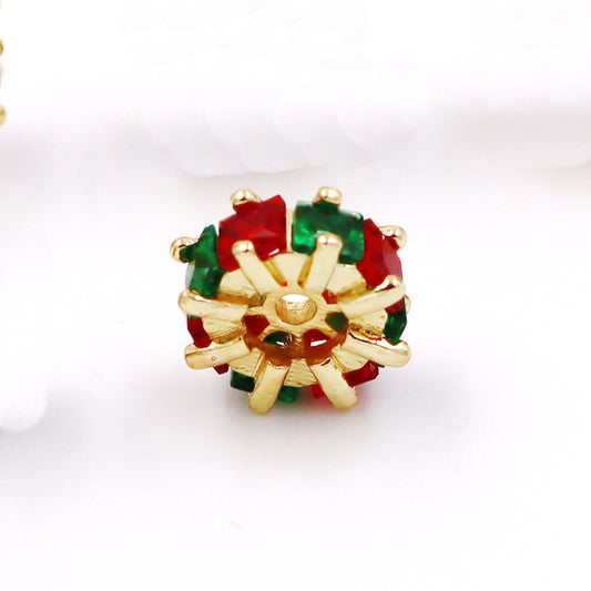 Malahill excellent quality cubic zirconia paved brass beads for jewelry making, sold per box 10 pieces inside