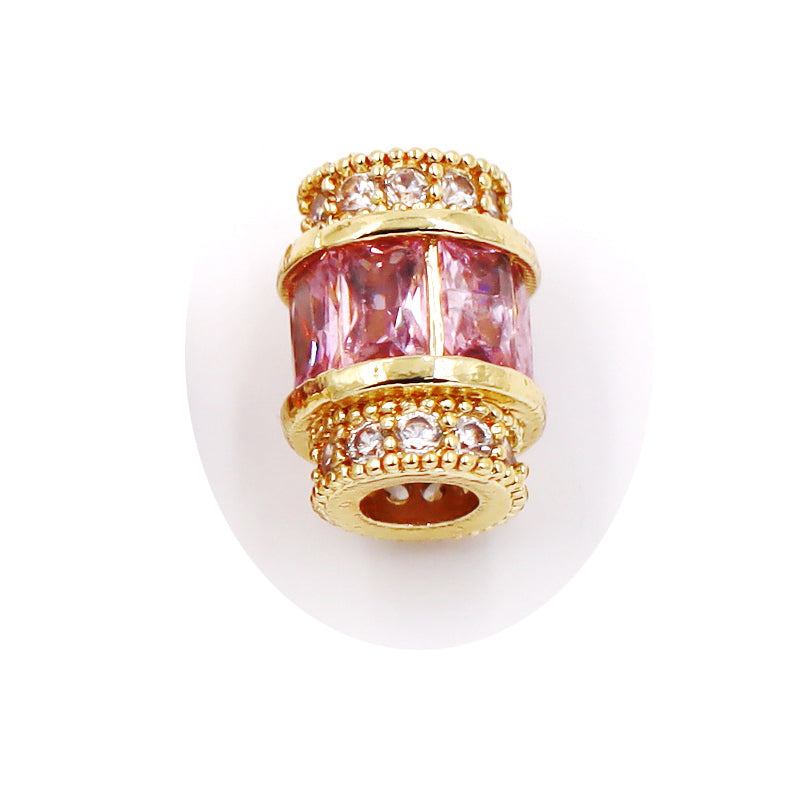 Malahill excellent quality cubic zirconia paved brass beads for jewelry making, sold per box 10 pieces inside