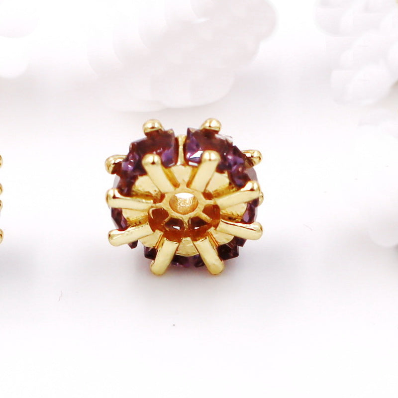 Malahill excellent quality cubic zirconia paved brass beads for jewelry making, sold per box 10 pieces inside