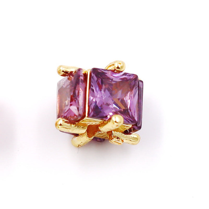 Malahill excellent quality cubic zirconia paved brass spacer beads for jewelry making, sold per box 10 pieces inside