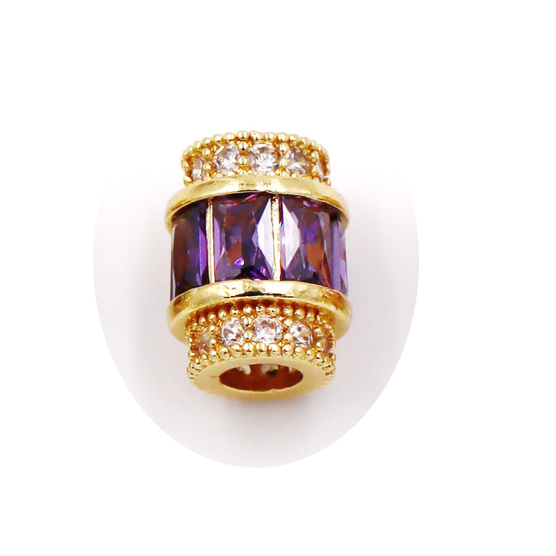 Malahill excellent quality cubic zirconia paved brass beads for jewelry making, sold per box 10 pieces inside