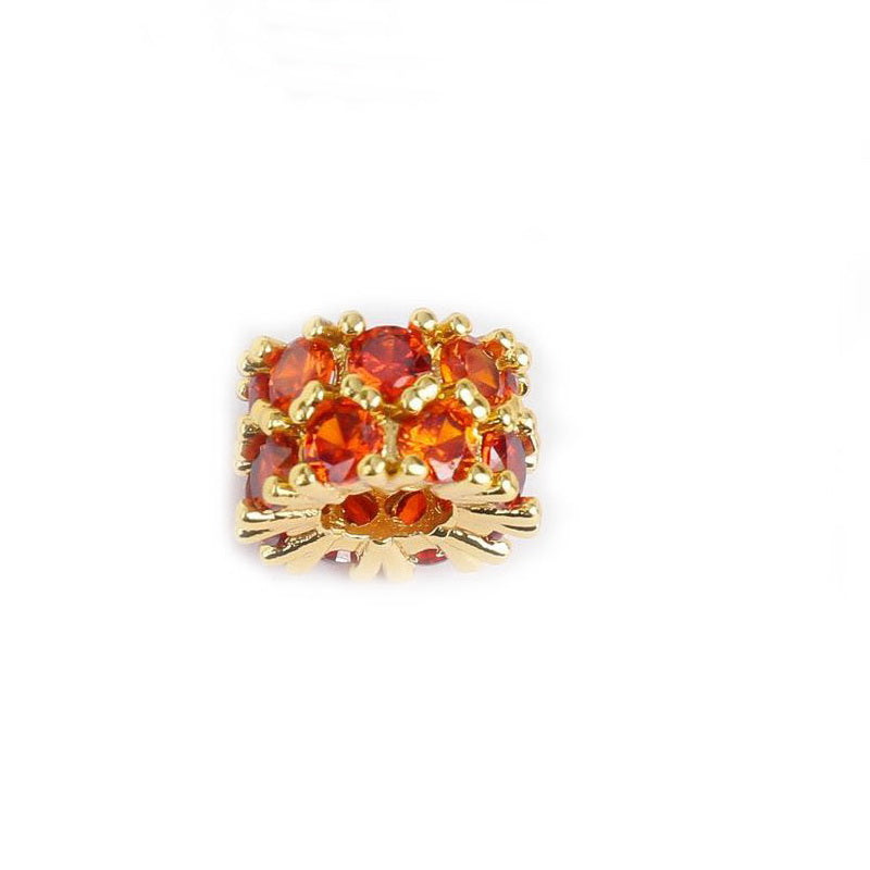 Malahill excellent quality cubic zirconia paved brass spacer beads for jewelry making, sold per box 10 pieces inside