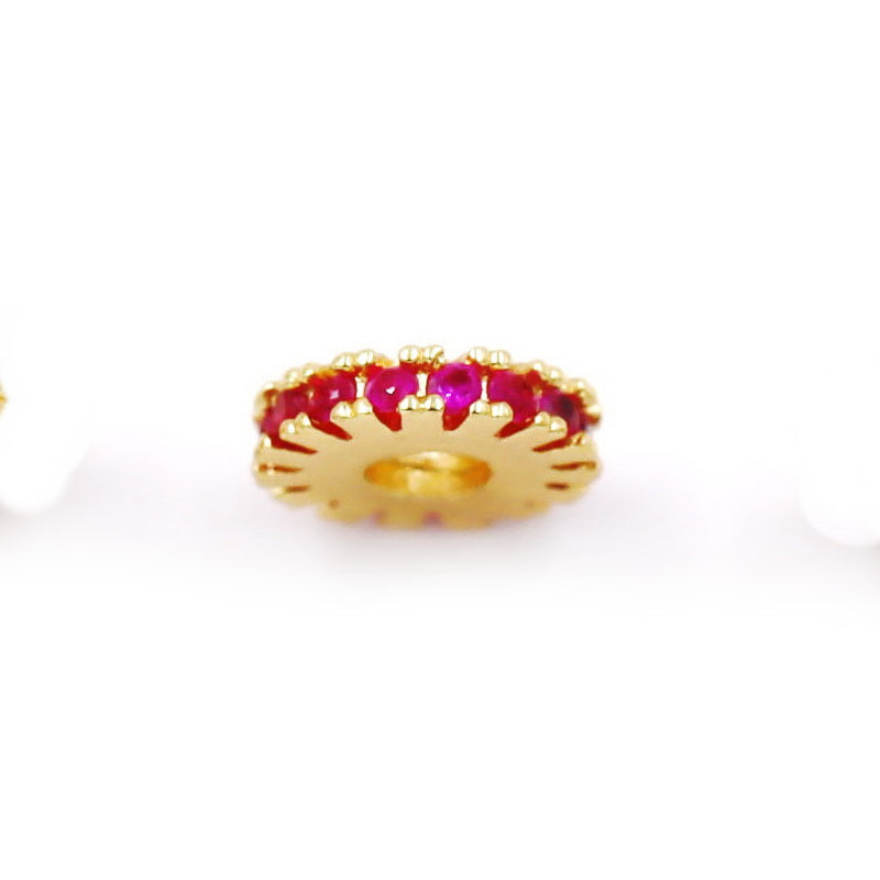 Malahill excellent quality cubic zirconia paved brass spacer beads for jewelry making, sold per box 30 pieces inside