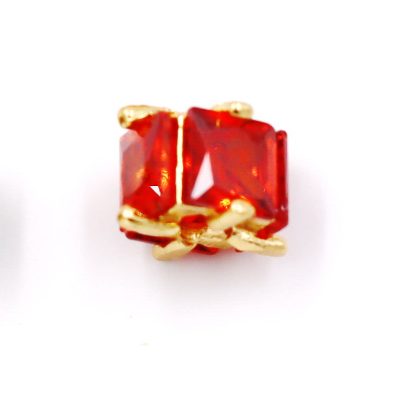 Malahill excellent quality cubic zirconia paved brass spacer beads for jewelry making, sold per box 10 pieces inside