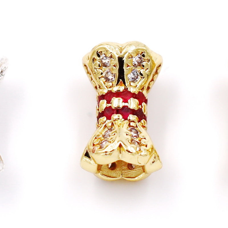 Malahill excellent quality cubic zirconia paved brass beads for jewelry making, sold per box 10 pieces inside