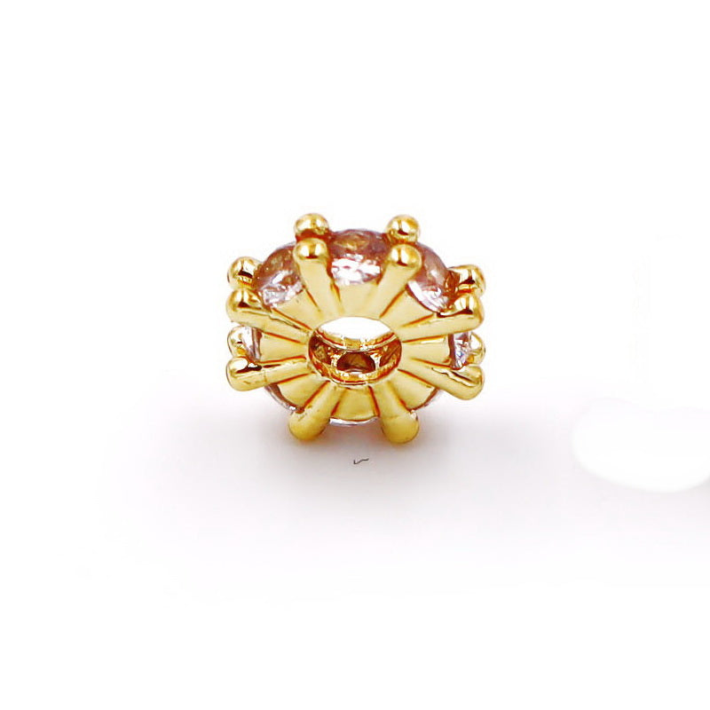 Malahill excellent quality cubic zirconia paved brass beads for jewelry making, sold per box 30 pieces inside