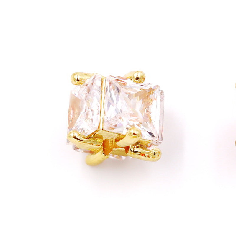 Malahill excellent quality cubic zirconia paved brass spacer beads for jewelry making, sold per box 10 pieces inside