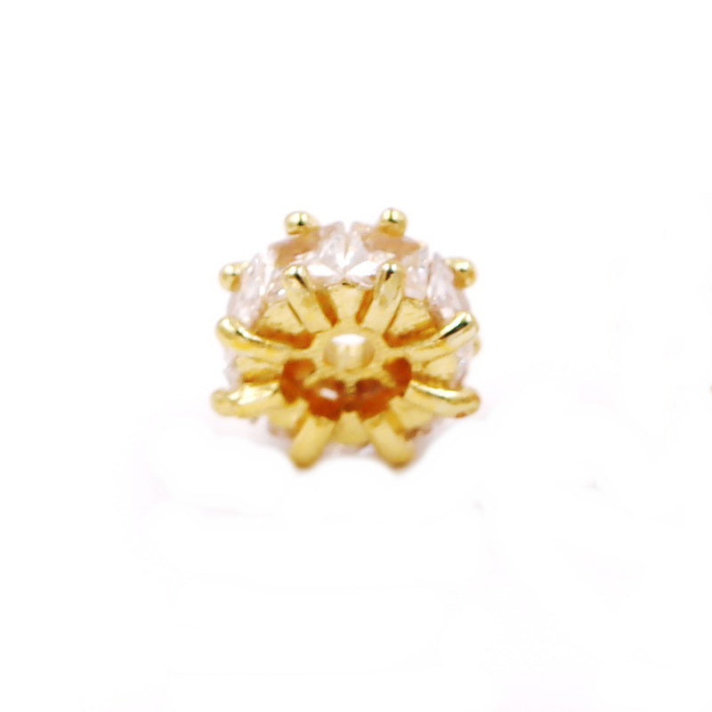 Malahill excellent quality cubic zirconia paved brass beads for jewelry making, sold per box 10 pieces inside