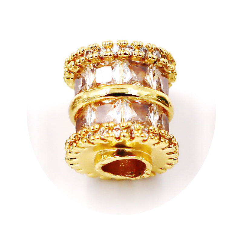 Malahill excellent quality cubic zirconia paved brass beads for jewelry making, sold per box 10 pieces inside