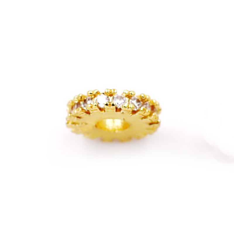 Malahill excellent quality cubic zirconia paved brass spacer beads for jewelry making, sold per box 30 pieces inside