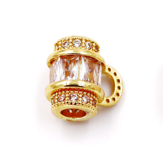 Malahill cubic zirconia charm beads for jewelry making, bail beads for necklaces bracelets making 9*12mm, sold 10 pieces per bag