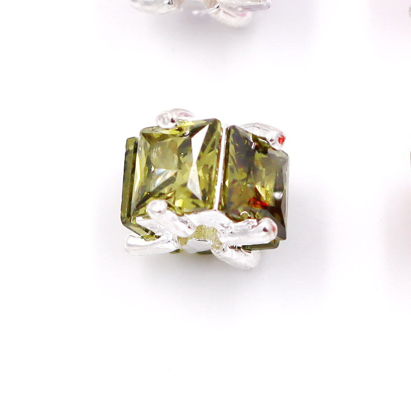 Malahill excellent quality cubic zirconia paved brass spacer beads for jewelry making, sold per box 10 pieces inside