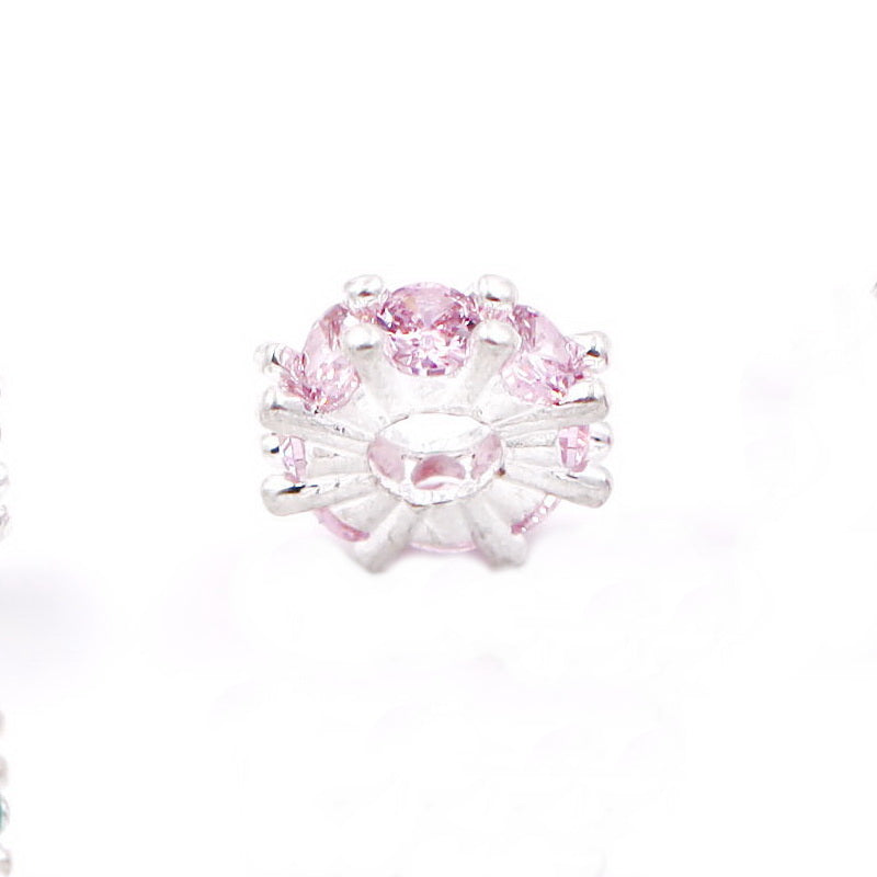 Malahill excellent quality cubic zirconia paved brass beads for jewelry making, sold per box 30 pieces inside