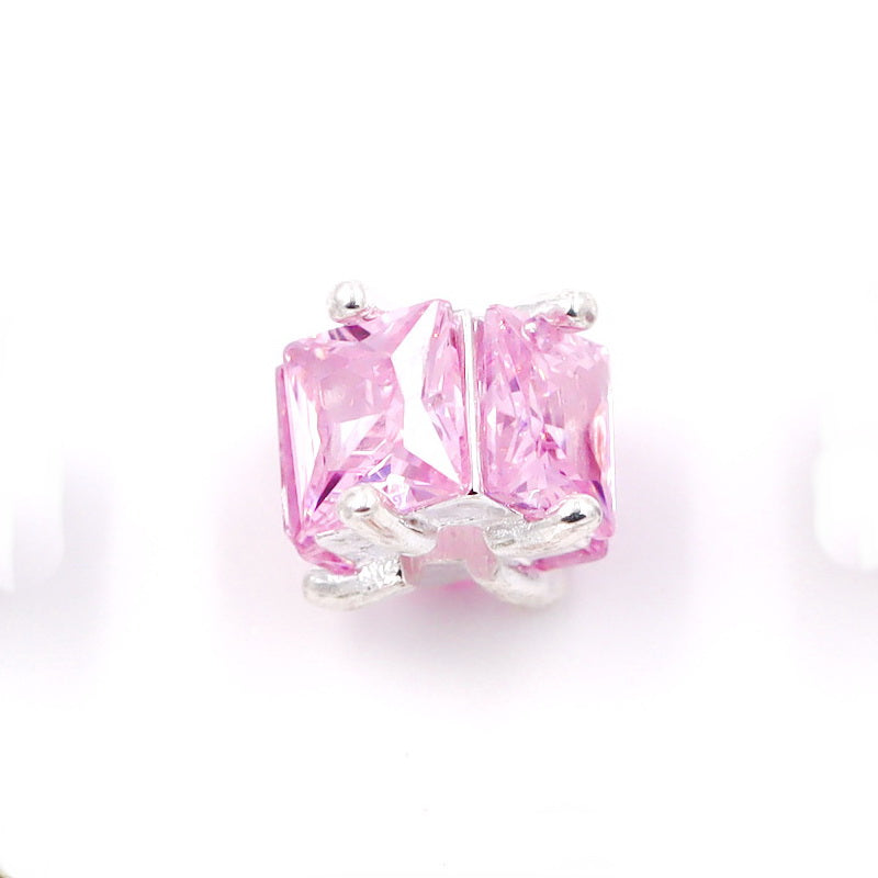 Malahill excellent quality cubic zirconia paved brass spacer beads for jewelry making, sold per box 10 pieces inside