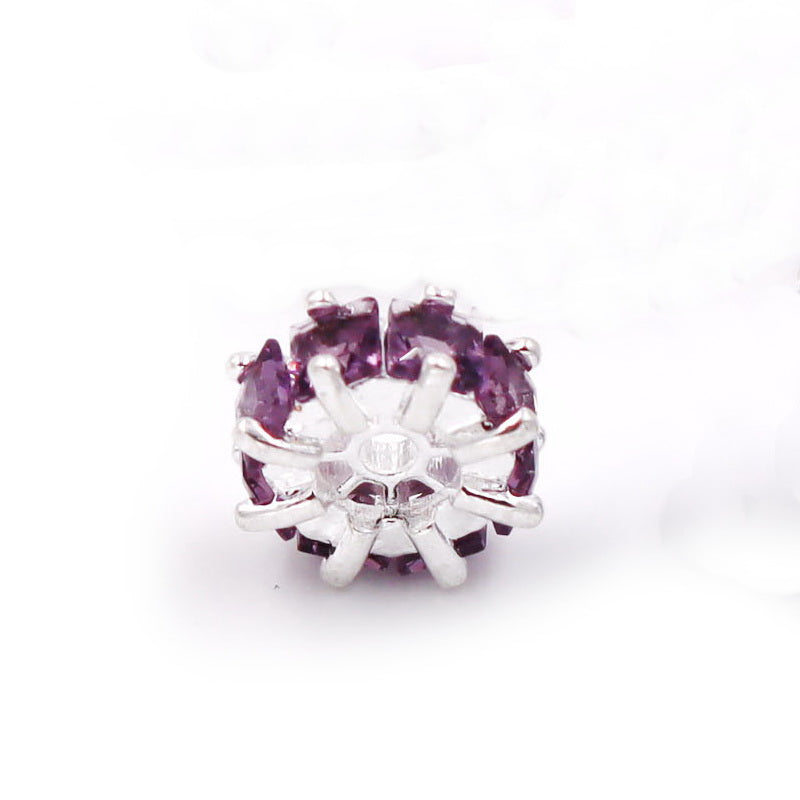 Malahill excellent quality cubic zirconia paved brass beads for jewelry making, sold per box 10 pieces inside