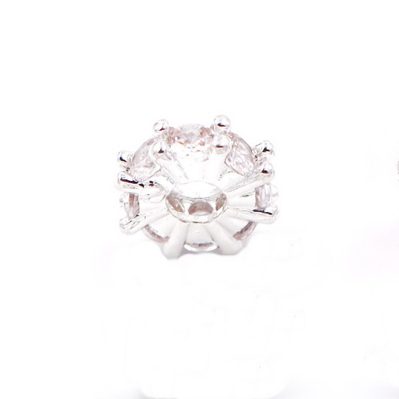 Malahill excellent quality cubic zirconia paved brass beads for jewelry making, sold per box 30 pieces inside