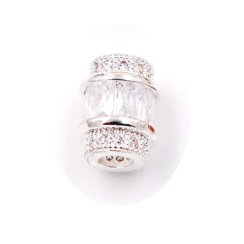 Malahill excellent quality cubic zirconia paved brass beads for jewelry making, sold per box 10 pieces inside