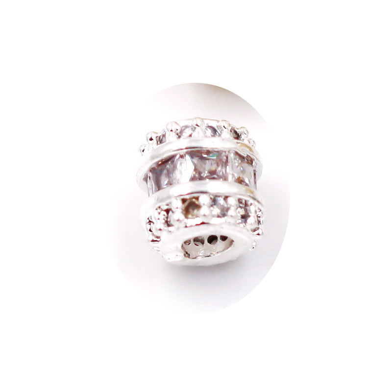 Malahill excellent quality cubic zirconia paved brass beads for jewelry making, sold per box 10 pieces inside