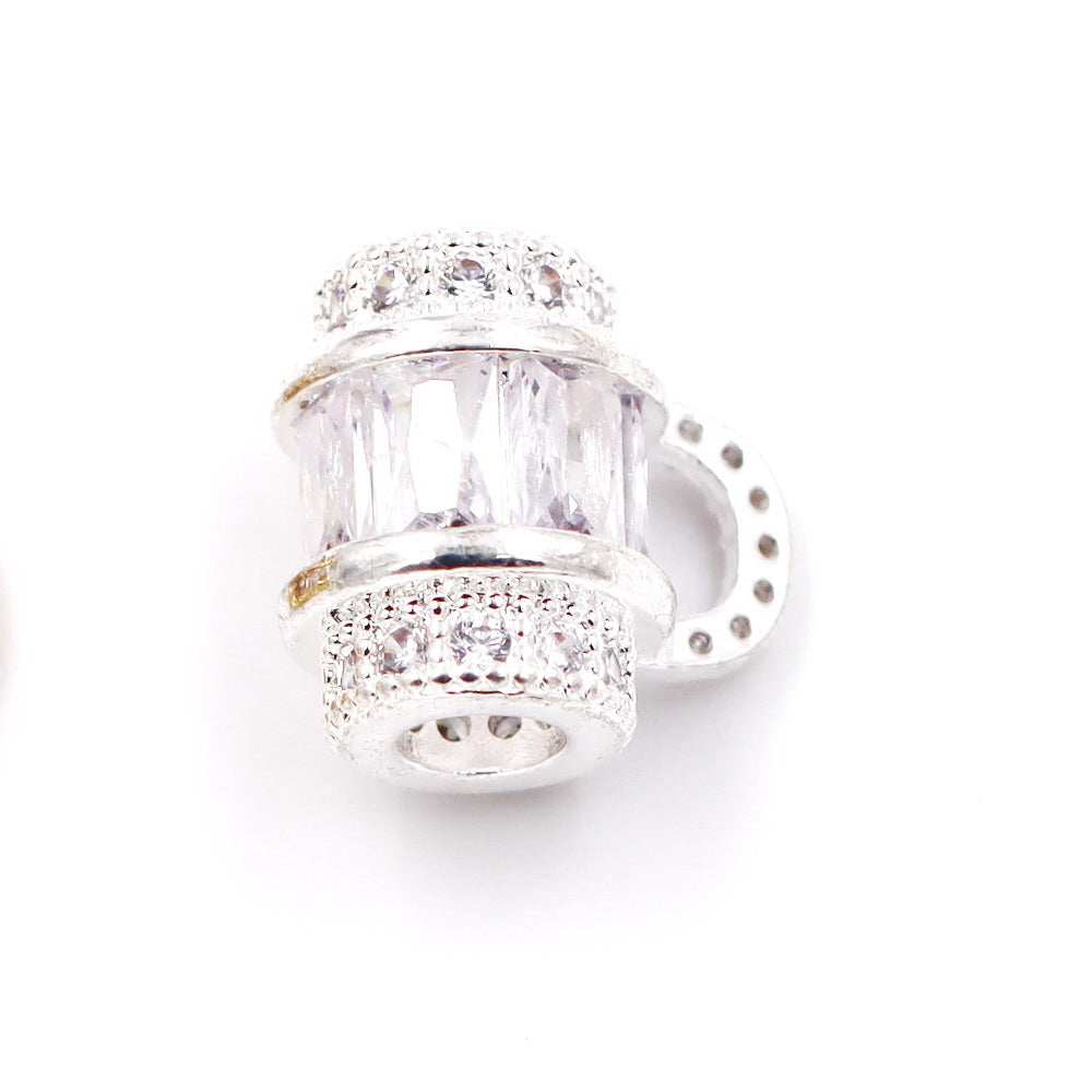 Malahill cubic zirconia charm beads for jewelry making, bail beads for necklaces bracelets making 9*12mm, sold 10 pieces per bag